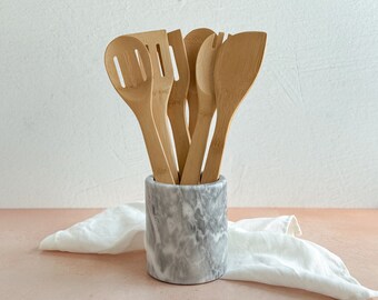 French Kitchen Marble Utensil Holder | Kitchen Countertop Utensil Holder | Inspired By Nature | Gift for Mom | Gift for Her | Gift for Him