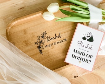 Bridesmaids Proposal Gift | Maid of Honor Gift | Will You Be My Bridesmaid Gift | Premium Wood Serving Tray