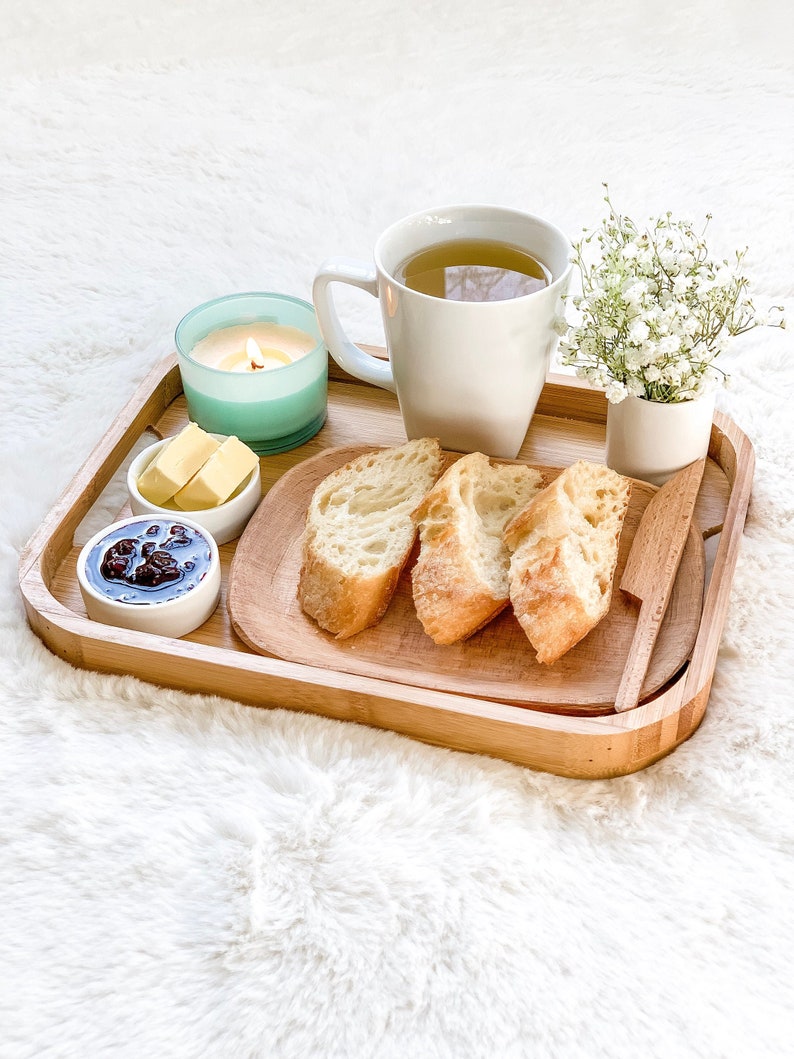 Serving Tray Breakfast Tray Organic Bamboo Tea Lovers Gift Etsy