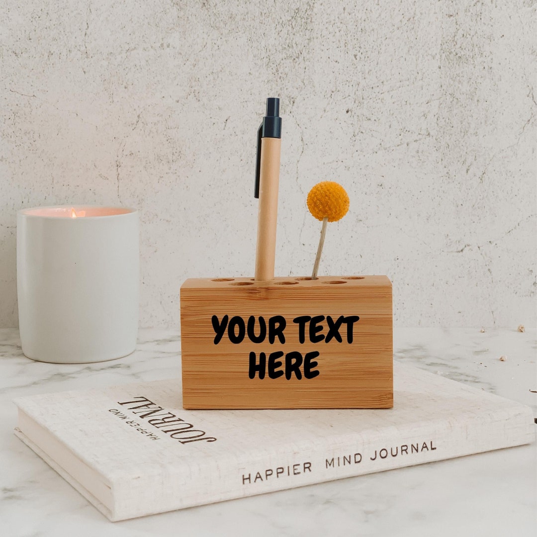 Personalized Pen Holder Custom Pen Holder Premium Bamboo Pen Etsy