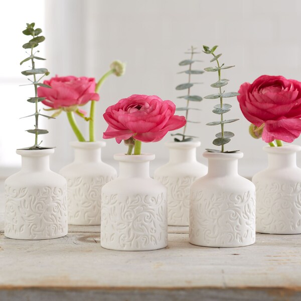 Mini vases boutons de fleurs en céramique, parfaits pour les fleurs en herbe, les petites plantes ou la décoration, lot de 6, cadeau pour maman, cadeau pour elle