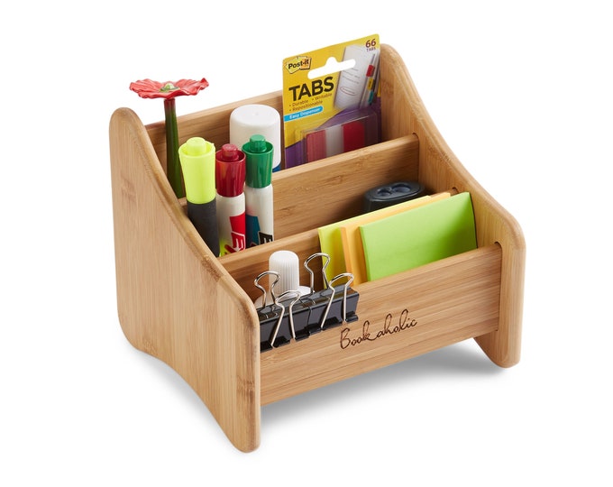 Handmade Desk Organizer for Office Supplies | Wooden Office Desk Organizer | Sustainable Gift | Gift for Boss | Gift for Friend