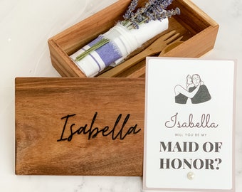 Bridesmaids Proposal Box Set | Maid of Honor Gift Set | Will You Be My Bridesmaid Gift | Bridesmaid Wooden Box
