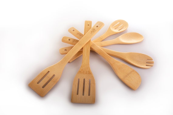 Organic bamboo Kitchen Utensils Set, Spoons & Spatulas