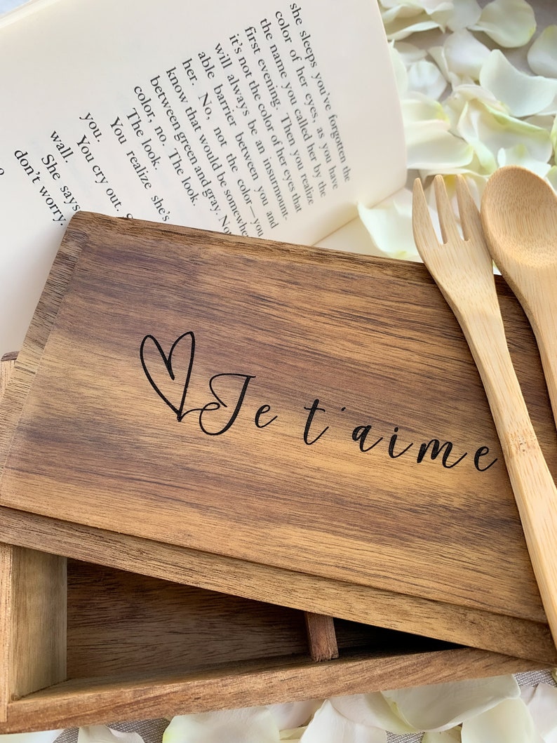 Je t'aime Bento Lunch Box Gift For Him Gift For Her Birthday Gift For Love Romantic Gift Gift For French Lovers image 1