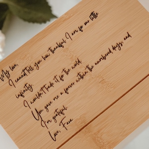 Personalized or customized wooden memory box or keepsake box for valentine's gift, gift for her , unique gift for him. We engrave the box with your handwriting which makes it a perfect gift for your loved ones or partner or lover.