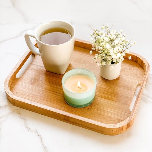 Wooden Serving Tray | Premium Bamboo Breakfast Tray | Small Breakfast in bed Tray | Christmas Gift | Tea Lovers Gift |Sustainable Gift
