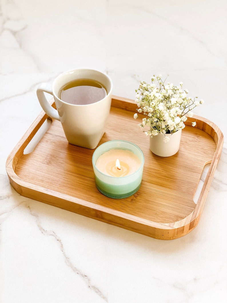 Serving Tray Breakfast Tray Organic Bamboo Tea Lovers Gift image 1