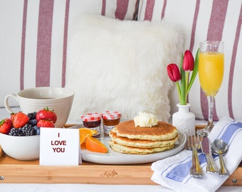 Breakfast in bed Tray | Unique Christmas Gift | Gifts for Her | Wooden Serving Tray | Ottoman Tray with Legs | Gift for Grandma