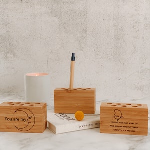 Personalized Pen Holder | Perfect Christmas Gift | Bamboo Pencil Holder | Personalized Gifts | Office Gifts