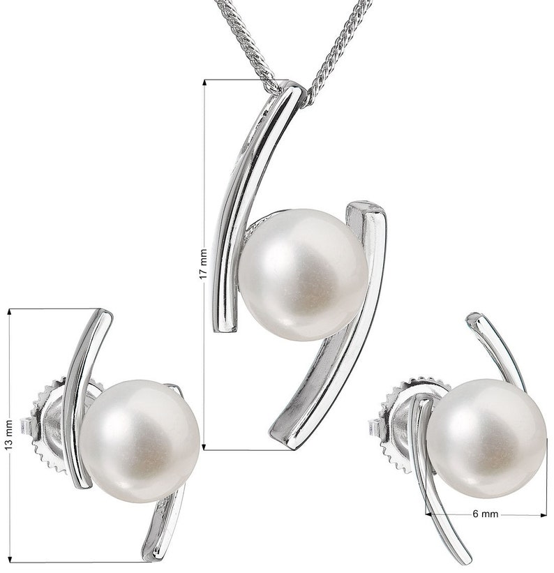 Pearl Necklace Earrings for Women Freshwater AAA 6mm 925 Silver Rhodium Handmade Europe Original 29039.1
