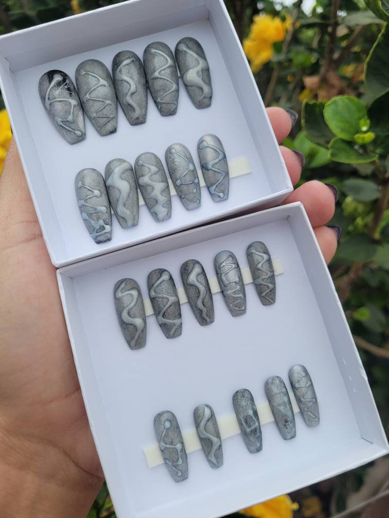 Holo 3D Chrome Nails - Etsy