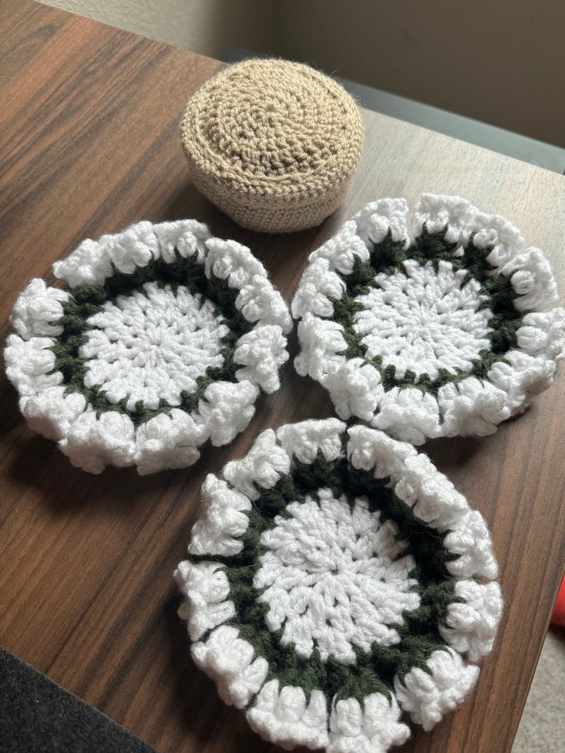 Crochet Flower Pot With 3 Coasters - Etsy