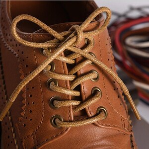 1Pair Waxed Flat Shoelaces Leather Waterproof Casual Shoes Laces