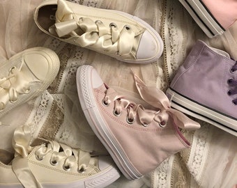 converse satin laces