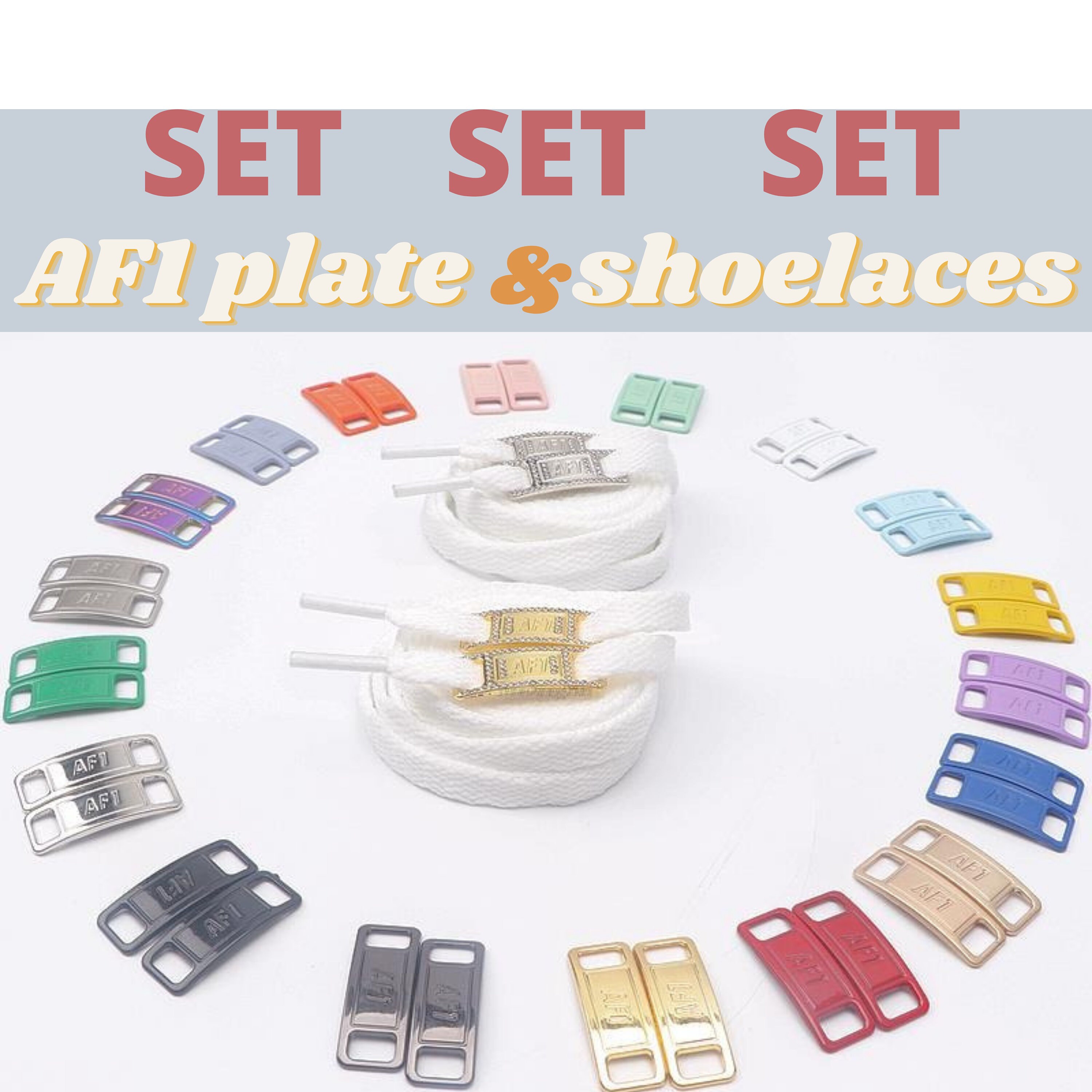 FULL SET Air Force 1 Shoelaces Replacement Shoe Buckle Metal Etsy