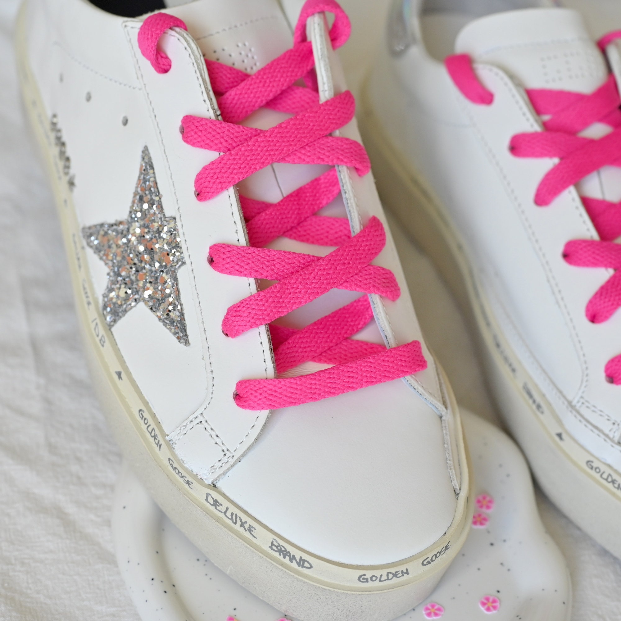 Rose n on lacets adapt s aux baskets Golden Goose ggdb superstar