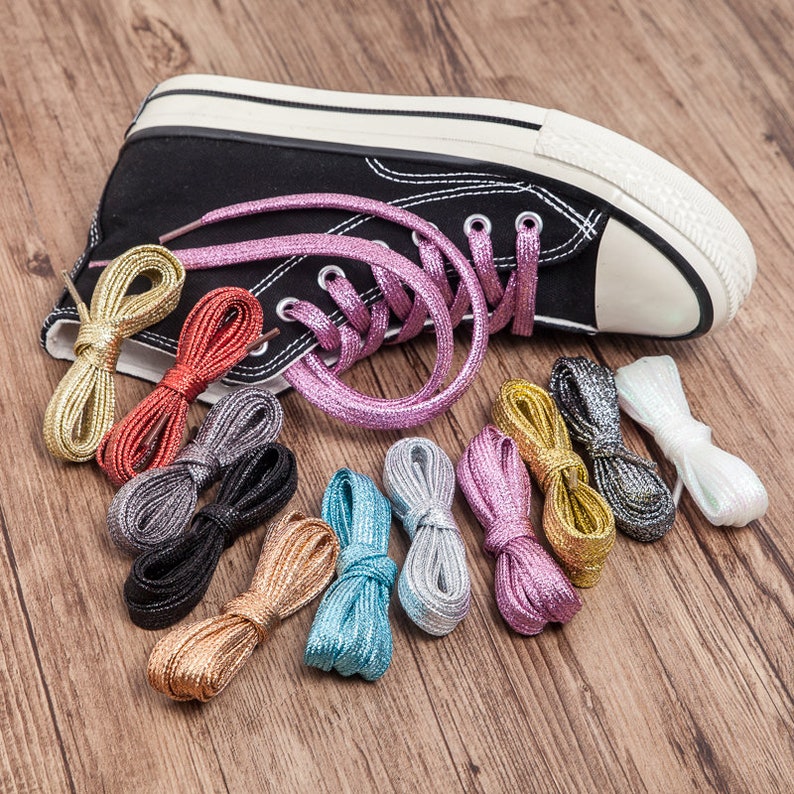 Metallic Shoelaces for Converse Shoes Gold Shoe Laces Etsy