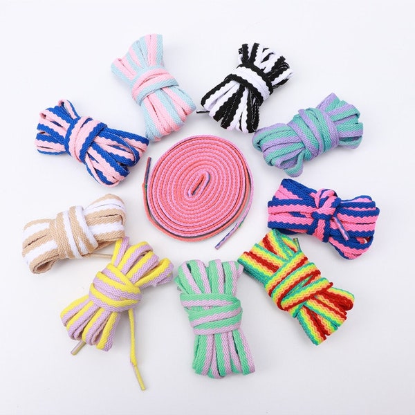 Summer shoe laces fashion style colored shoe strings pink yellow purple blue green sneakers accessories - 1 pair