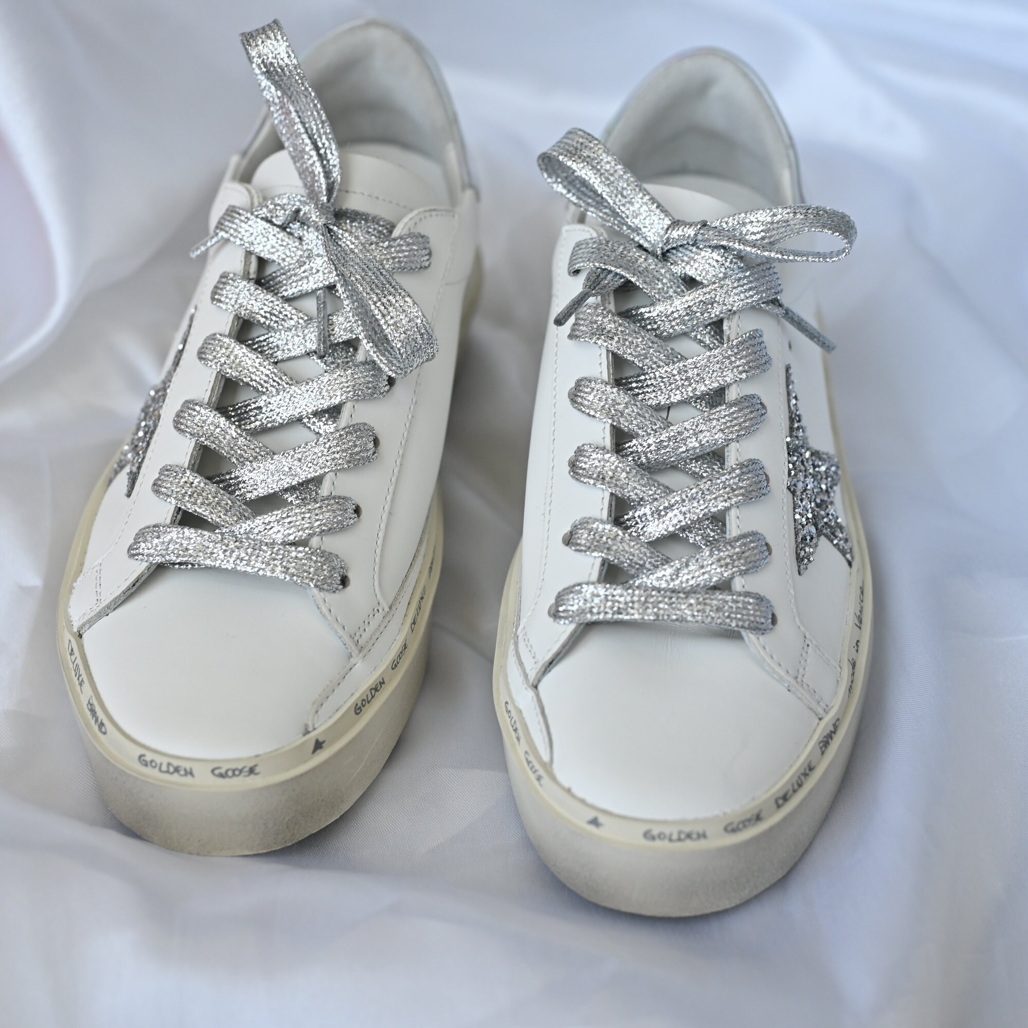 Shoelaces for Golden Goose Sneakers Silver Metallic Glitter Etsy