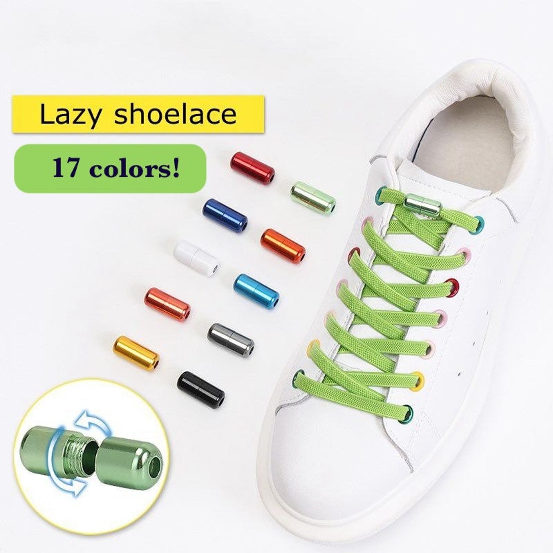 Lazy Magnet Metal Tips Quick Laces Multicolor Magnetic Lock Shoelaces  Elastic No tie Shoe laces Sneakers Shoe lace