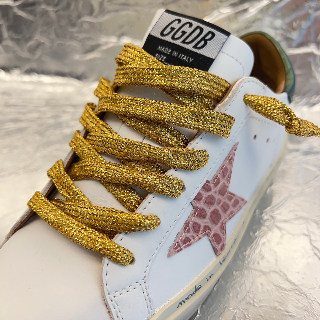 GOLD Color Shoelaces for Golden Goose Sneakers Shoes Metallic Glitter