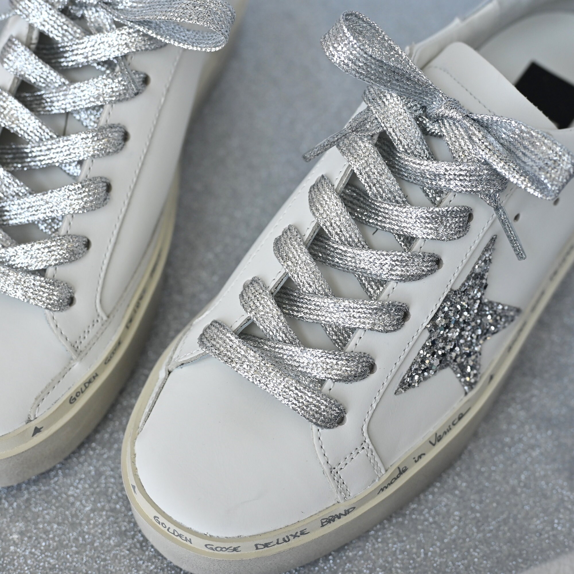 Shoelaces for Golden Goose Sneakers Silver Metallic Glitter - Etsy