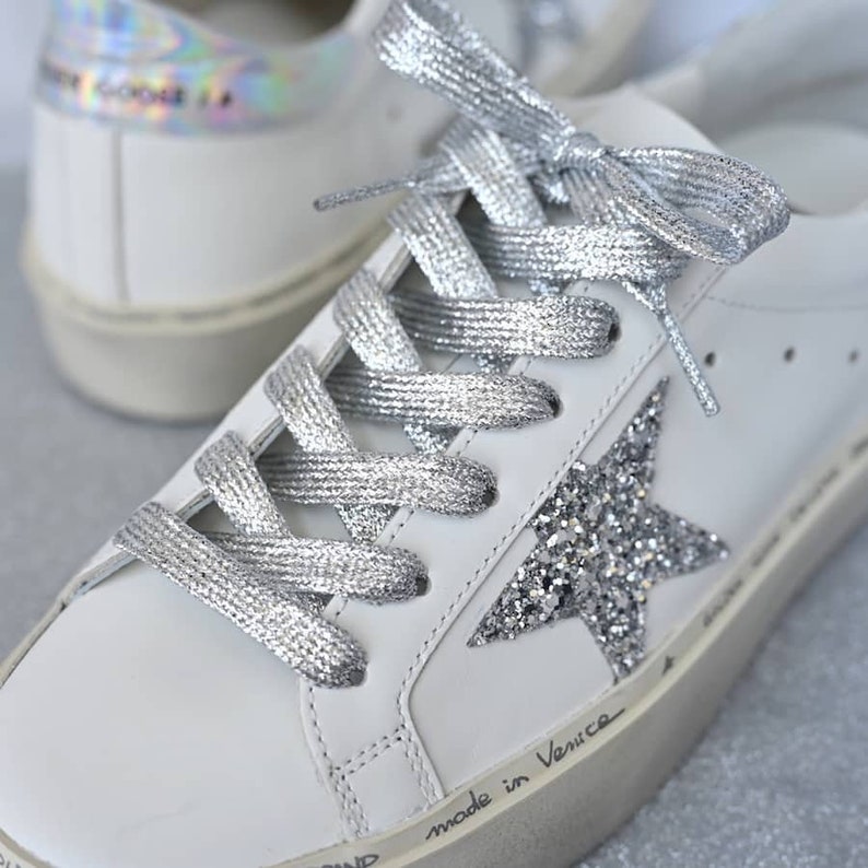 Shoelaces for Golden Goose Sneakers Silver Metallic Glitter Etsy