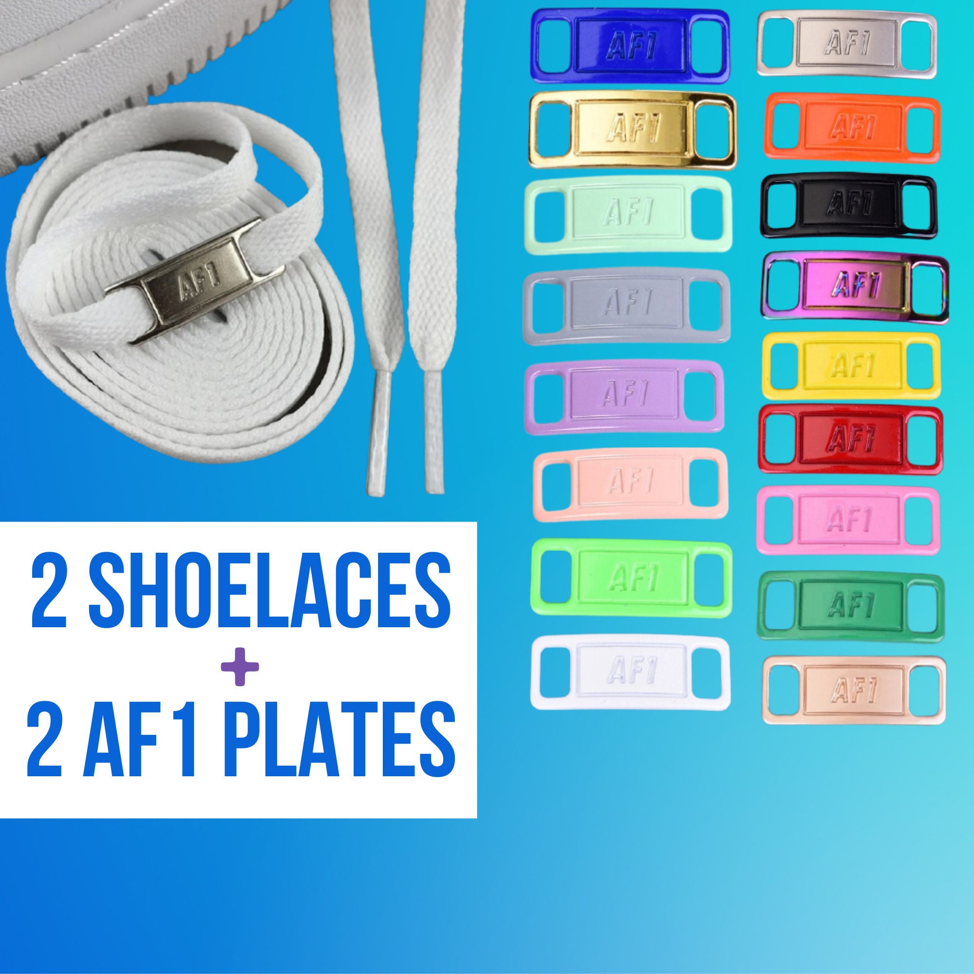 AF1 Shoelaces Replacement Shoe Buckle Metal Plate Blue Red Gold