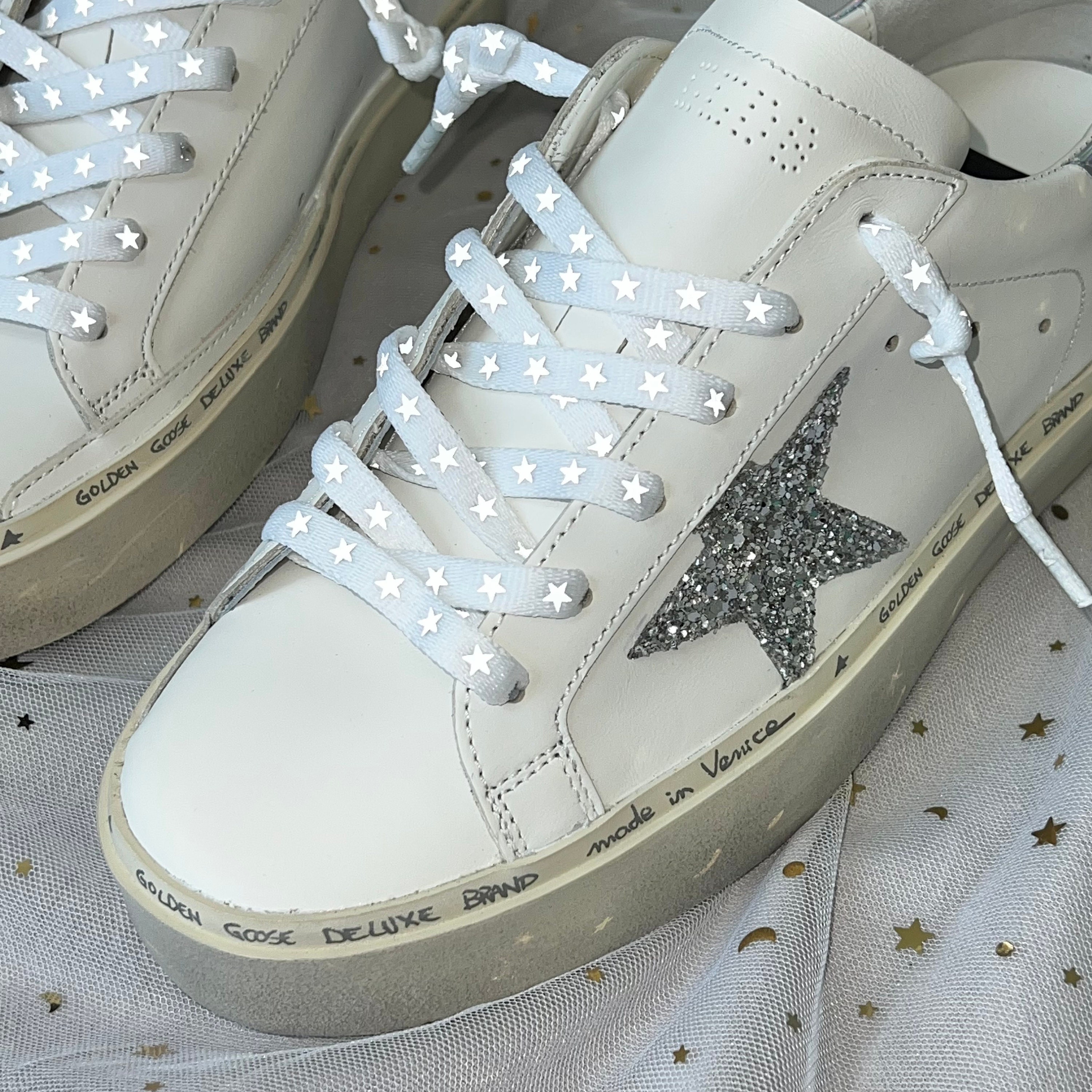 1Pair Luxury Holographic Reflective Star Shoelaces Shoe Laces