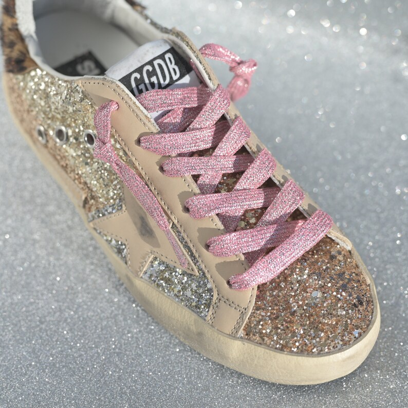 Metallic Glitter PINK Shoelaces Fit Golden Goose Sneakers - Etsy