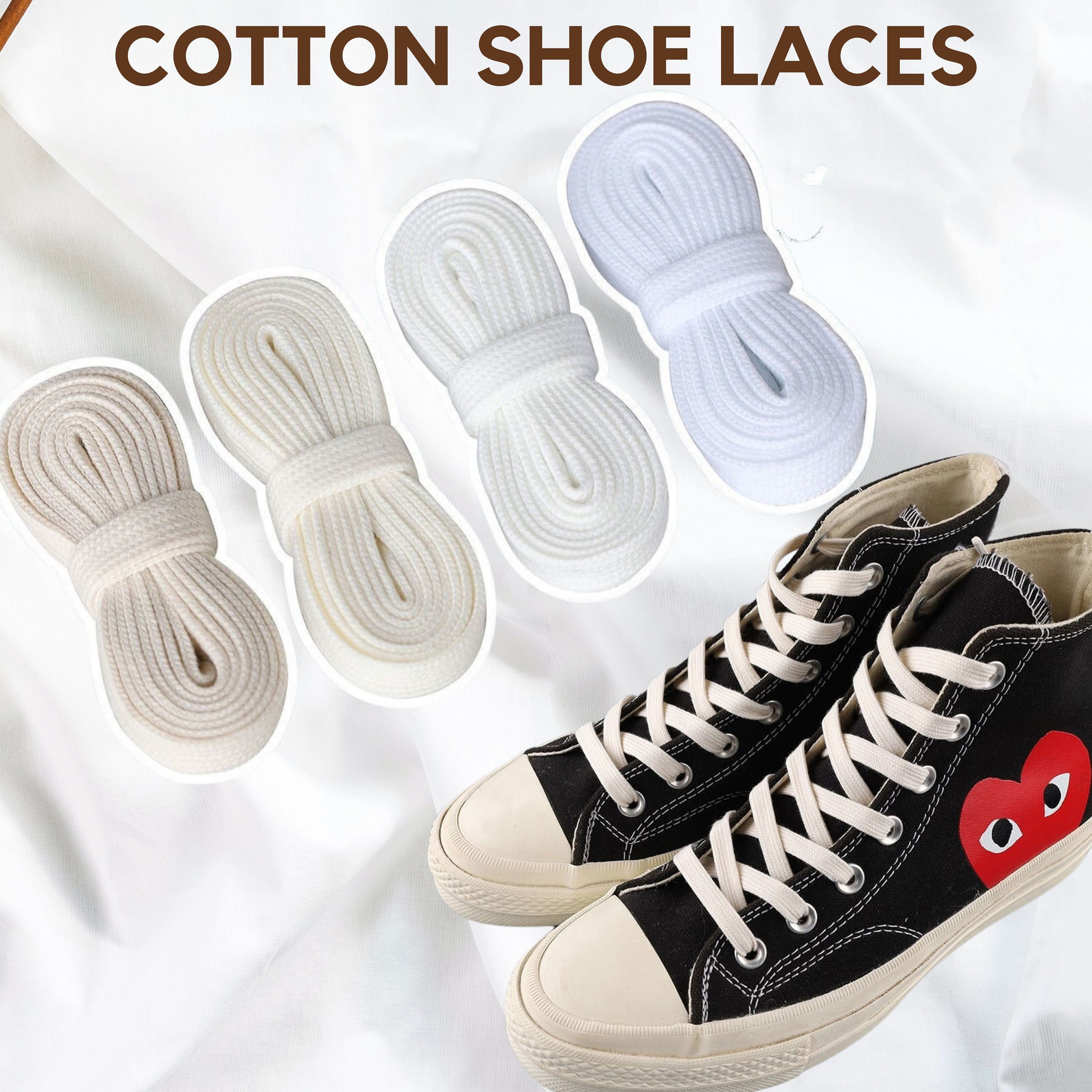 Cotton Shoe Laces for Sneakers White Beige - Etsy