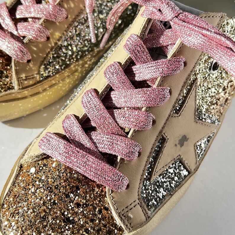 Shoelaces for Golden Goose Sneakers Pink Metallic Glitter 47in Etsy