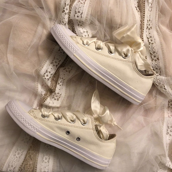 Shoes Insoles & Accessories Shoelaces Wedding Pumps Cream Satin Personalized Laces Converse Sneakers Personalised Wedding Bridal Shoelaces Custom Vans Premium Quality 