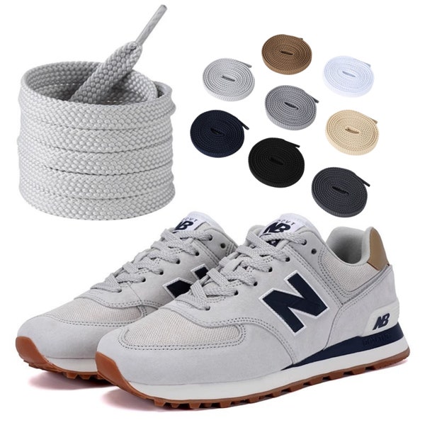 Shoelaces New Balance Shoestrings replacement gray beige white blue pink neon yellow  - 1 pair 8mm thick laces