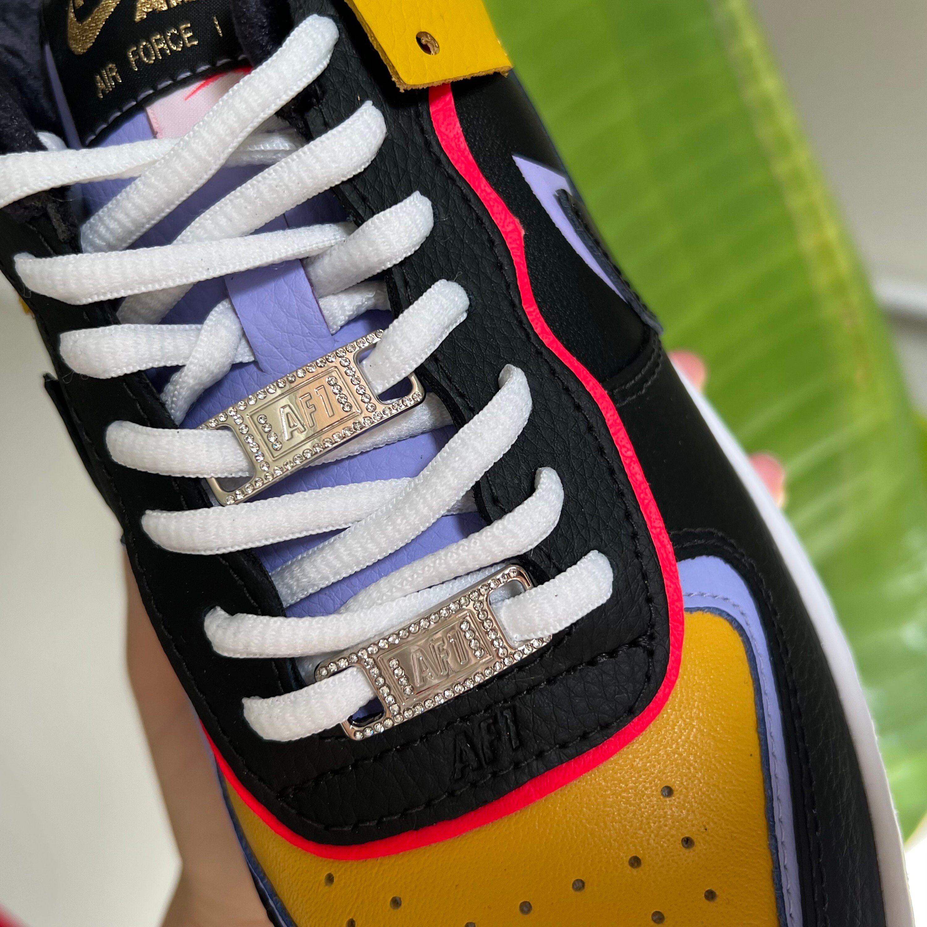 2 placas AF1 GOLD SILVER colores con cristales de pedrer a para