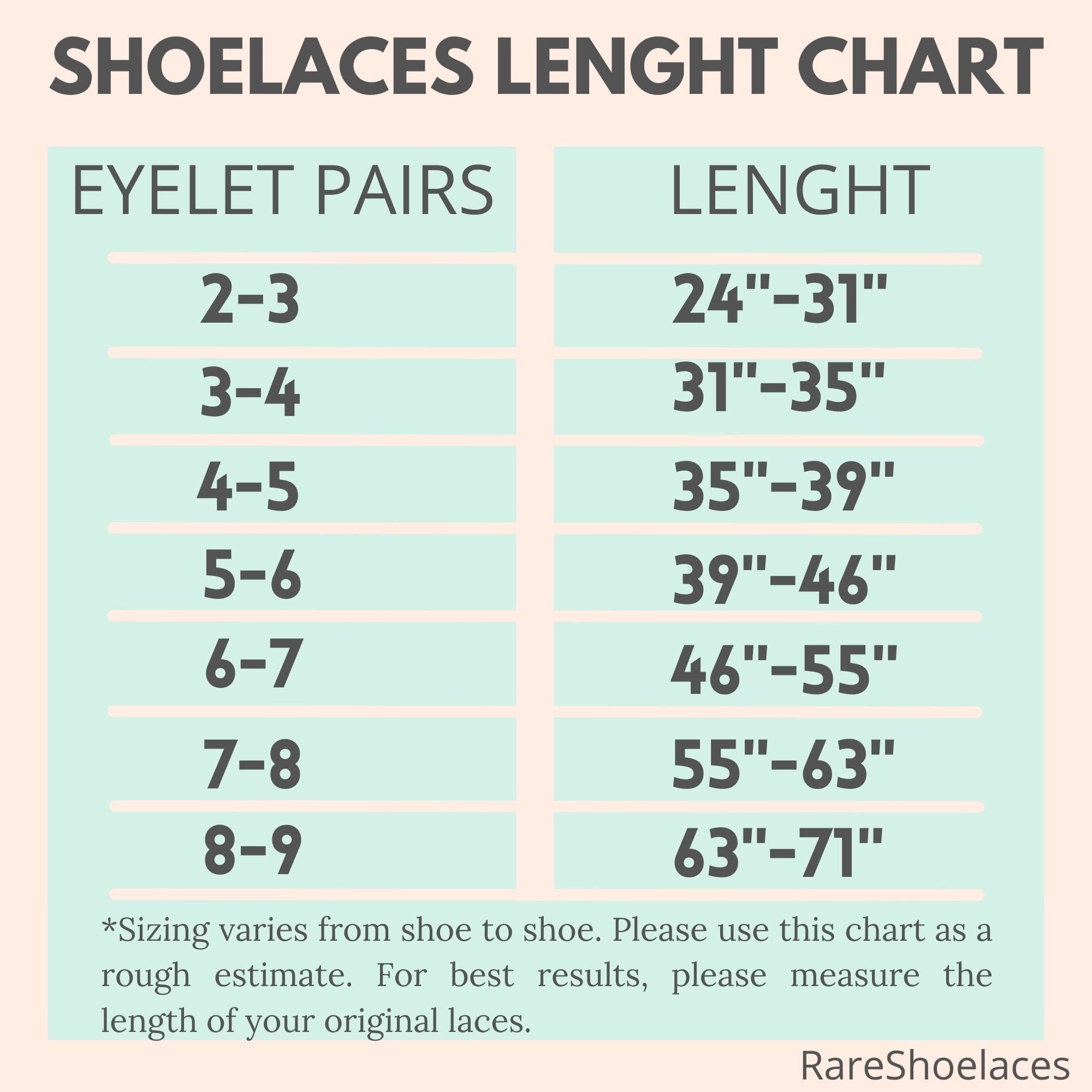 Nike shoelace shop size chart