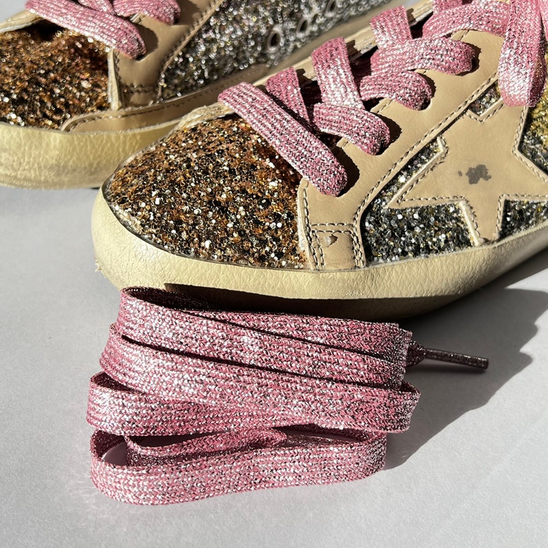 Shoelaces for Golden Goose Sneakers Pink Metallic Glitter 47in Etsy