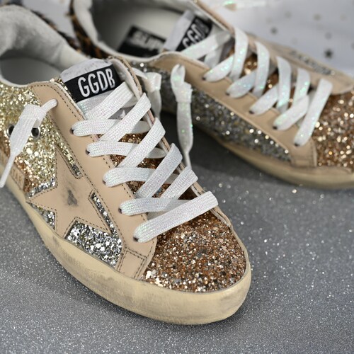 Metallic Glitter PINK Shoelaces Fit Golden Goose Sneakers Etsy