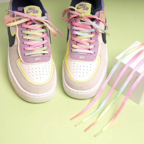 PASTEL rainbow gradient shoelaces | TIE DYE shoe laces |ombre shoe strings shoes/sneakers |  -1 pair, 47in, 55in, 63in, shoes accessories