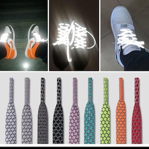 Reflective Shoelaces, night shoe laces, running shoes accessories, blue, black, white, pink, running shoes laces, glow in the dark