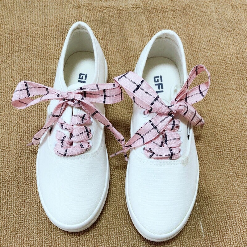 Old School Style Plaid Shoelaces Vintage Old Strings Etsy