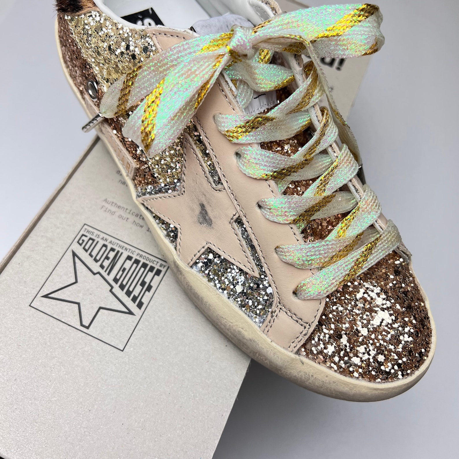 Shoelaces for Golden Goose Sneakers Gold Metallic Glitter 45in | Etsy