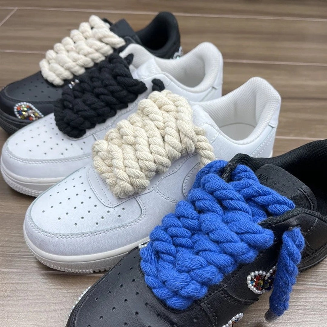 EXTRA THICK Twisted Cotton Rope Shoe Laces for AF1, and Lanvin