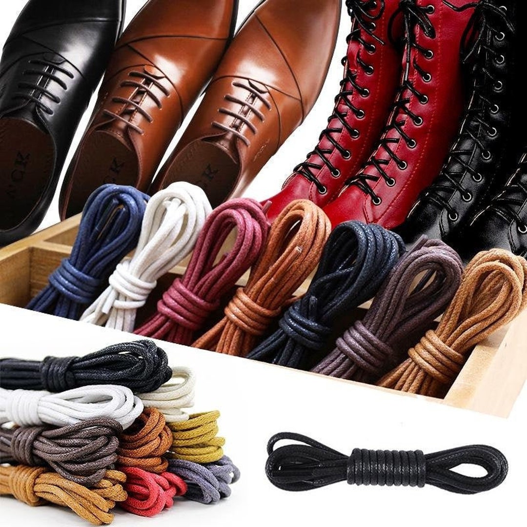 Waxed Shoelaces Round Shoe Laces for Dress Shoes, Strings for Men