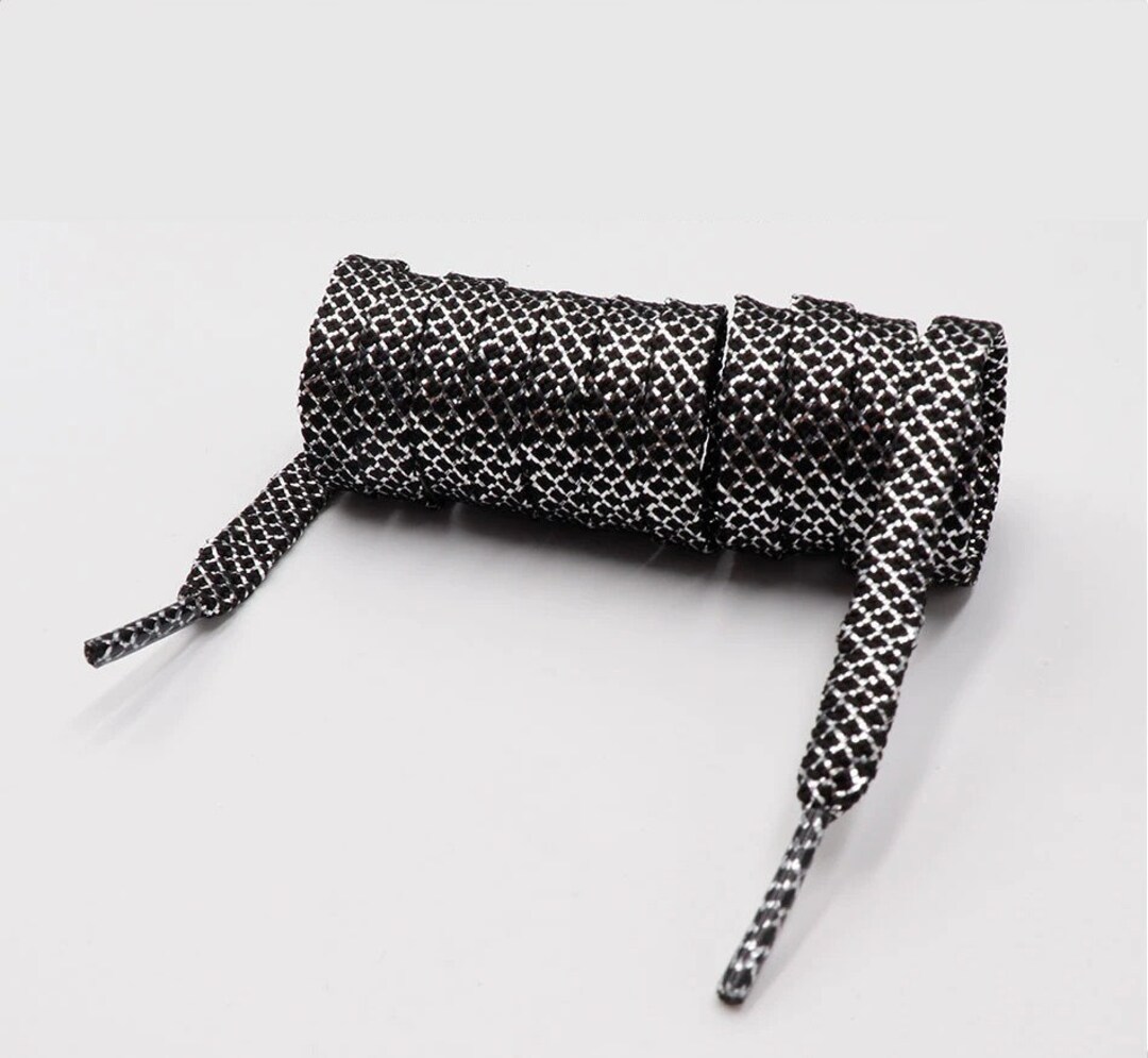 Silver Metallic Black Shoelaces 47 Inch 120cm 35 Inch 90cm Etsy