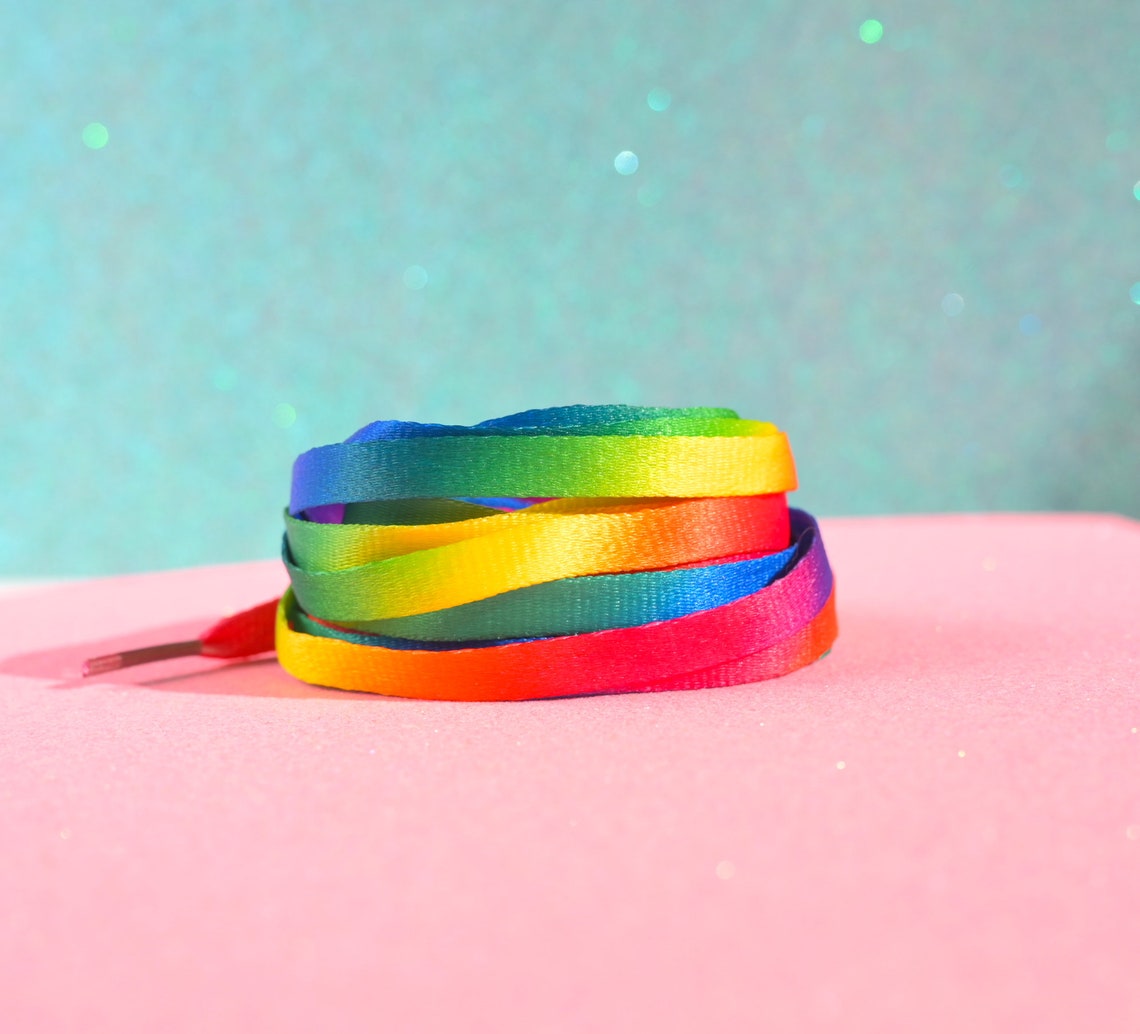 2pc Silky RAINBOW Colorful Fun Shoelaces Tie Dye Shoe Strings Etsy