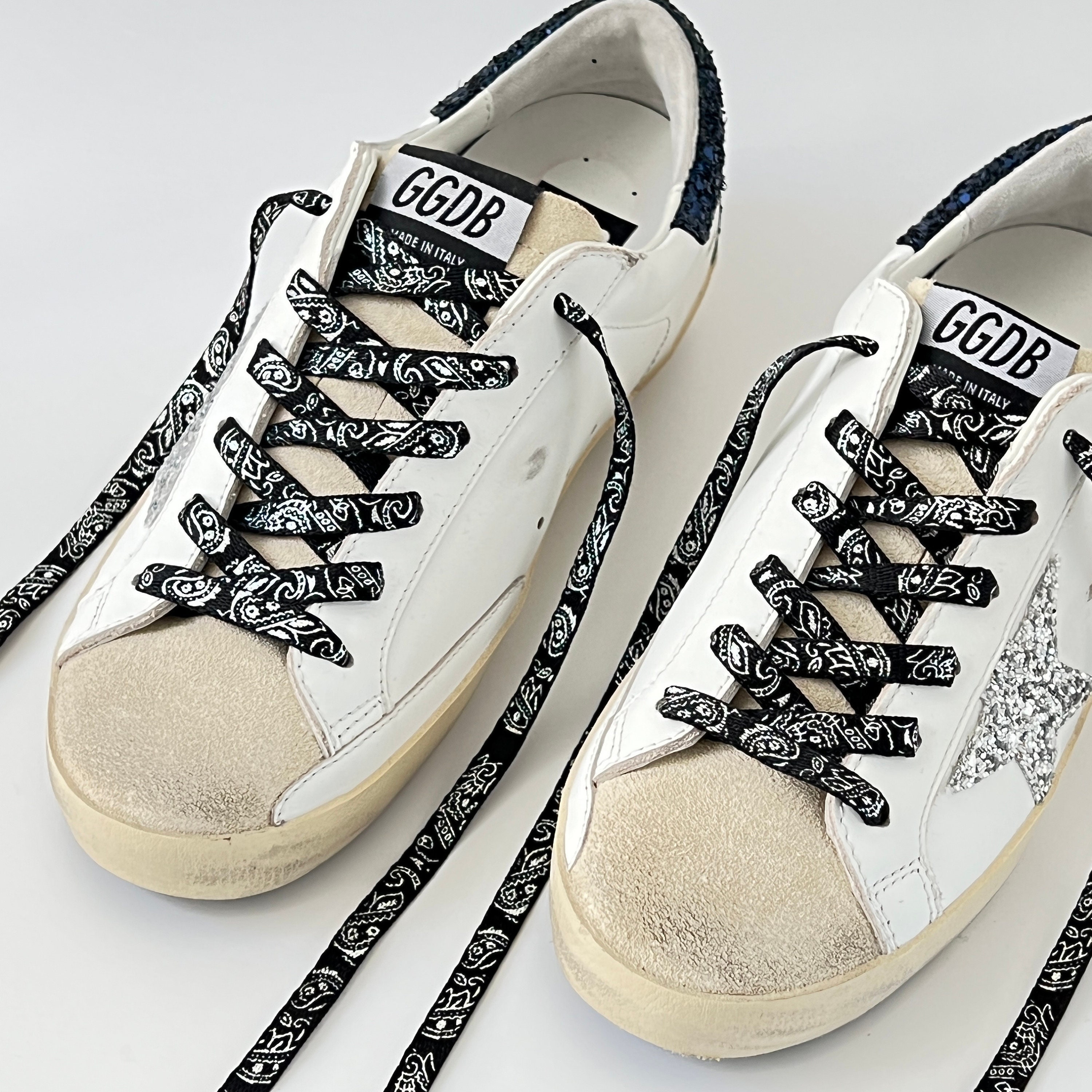Shoelaces With Silver Foil Pattern for Sneakers or Any Sport or