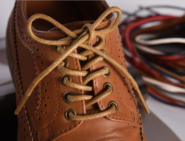 Shoe-String Tan Leather Shoe Laces 90cm Shoelaces For Boat Shoes Deck Shoes 