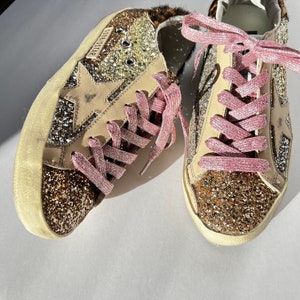 Shoelaces for Golden Goose Sneakers Pink Metallic Glitter 47in - Etsy